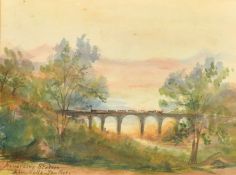 G. M. Barlow, circa 1897, a view of the Reversing Station, Khandalla, watercolour, inscribed, 8.5