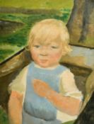 20th Century, Portrait study of a young blonde child, oil on canvas, 18