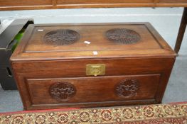 A good Chinese carved camphor wood coffer.