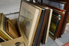 Country Cottages watercolour, signed and various other paintings and prints.