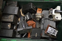 A large quantity of camera equipment.