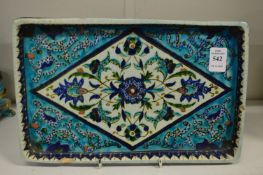 An Iznik style rectangular pottery tray.