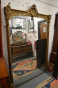 A large 19th century gilt framed overmantle mirror.