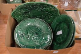 Green cabbage leaf plates.