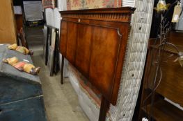 A mahogany headboard, overall length 6ft 6ins.