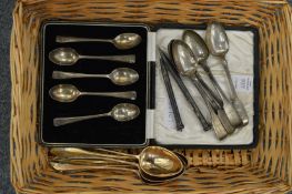 Silver teaspoons, propelling pencils and other items.