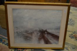 A large framed and glazed print of 