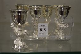 A set of six novelty chicken egg cups.