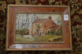 Country Cottage with Figures oil on board and a similar painting.