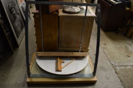 A display stand and folding shelf.