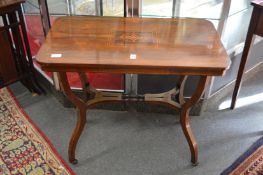 A good inlaid rosewood stretcher table.