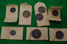 A small group of pre-decimal coins.