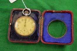 A leather cased travelling pocket watch.