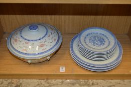 A Chinese Rice pattern part dinner service.