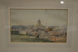 A small watercolour depicting Rome, a watercolour of buzzards and another picture.