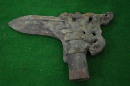 A Chinese cast bronze handle.