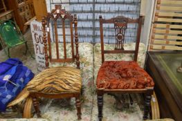 A Victorian walnut hall chair and a dining chair.