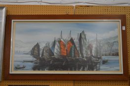 Junks Outside a City Harbour.