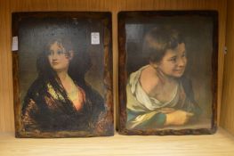 A pair of wooden pictures.