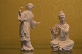 Two small Chinese Blanc-de-Chine figures.