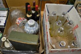 Glass lampshades, a writing case, bottles of wine etc. etc.