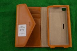 A leather phone case.
