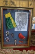 Boxing interest, a large framed and glazed collection of items relating to Nigel Benn, to include