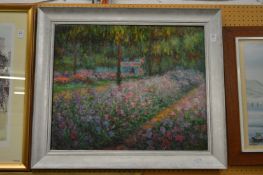 Wooded Landscape with Flowers oil on canvas.