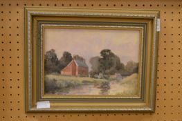 A Lock Keeper's Cottage oil on board.