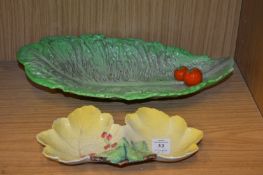 Two Carlton ware leaf dishes.