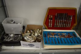 A quantity of plated and other flatware etc.