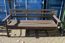 A wooden garden bench.