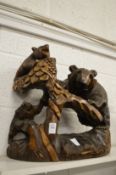 A large Black Forest carved bear group.