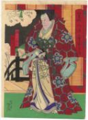YOSHITAKI UTAGAWA (1841-1899), IKKEI SHOSAI (act. 1870s): Kabuki actors and caricature, six late