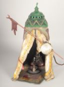 A SIGNED BERGMAN VIENNA SOLID BRONZE ORIENTALIST LAMP, fitted for electricity (untested), 33cm