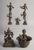 A COLLECTION OF SEVEN 18TH/19TH CENTURY SOUTH INDIAN BRONZE FIGURES, various sizes, (7).