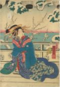 FIVE 19TH CENTURY JAPANESE WOODBLOCK PRINTS; various artists including Kuniyoshi Utagawa and