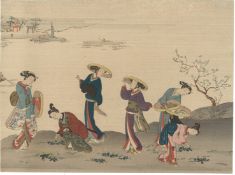 SEVENTEEN 20TH CENTURY JAPANESE WOODBLOCK PRINTS, depicting kabuki actors and beauties, (17).