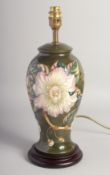 MOORCROFT GUSTAVIA AUGUSTA BALUSTER TABLE LAMP on a wooden base. 10ins high excluding electrical