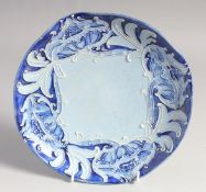 A MOORCROFT FLORIAN WARE CIRCULAR SHAPED DISH, printed mark in brown: 1898 - C. 1905. Moorcroft