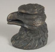 A SMALL BRONZE PARROT INKWELL