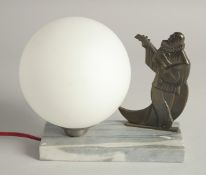 AN ART DECO LAMP. 7ins long.