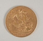 A VICTORIAN GOLD SOVEREIGN, 1890.