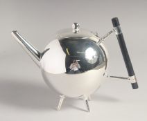 A LARGE CHRISTOPHER DRESSER DESIGN SILVER PLATED GLOBULAR TEA POT