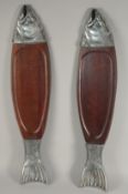 A LARGE PAIR OF FISH PLATTERS. 35ins long.