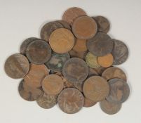 A BAG OF COPPER COINS.