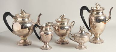 AN EMPIRE PLATED FIVE PIECE TEA SET.