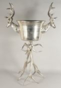A LARGE STAG WINE COOLER on antler stand.