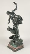 AFTER THE ANTIQUE. THE RAPE OF THE SABINE WOMAN a bronze with three figures, on a marble base. 30ins