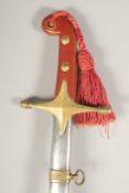 WILKINSON SWORD LTD. A MAMELUKE SWORD with composite grips, brass cross guard, the single fuller